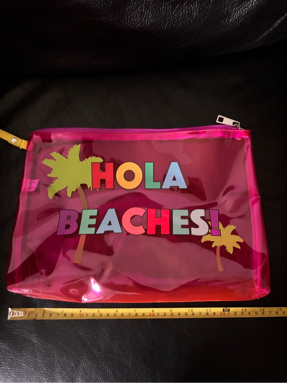 Hot Pink 'Hola Beaches!' Clear Travel Pouch
